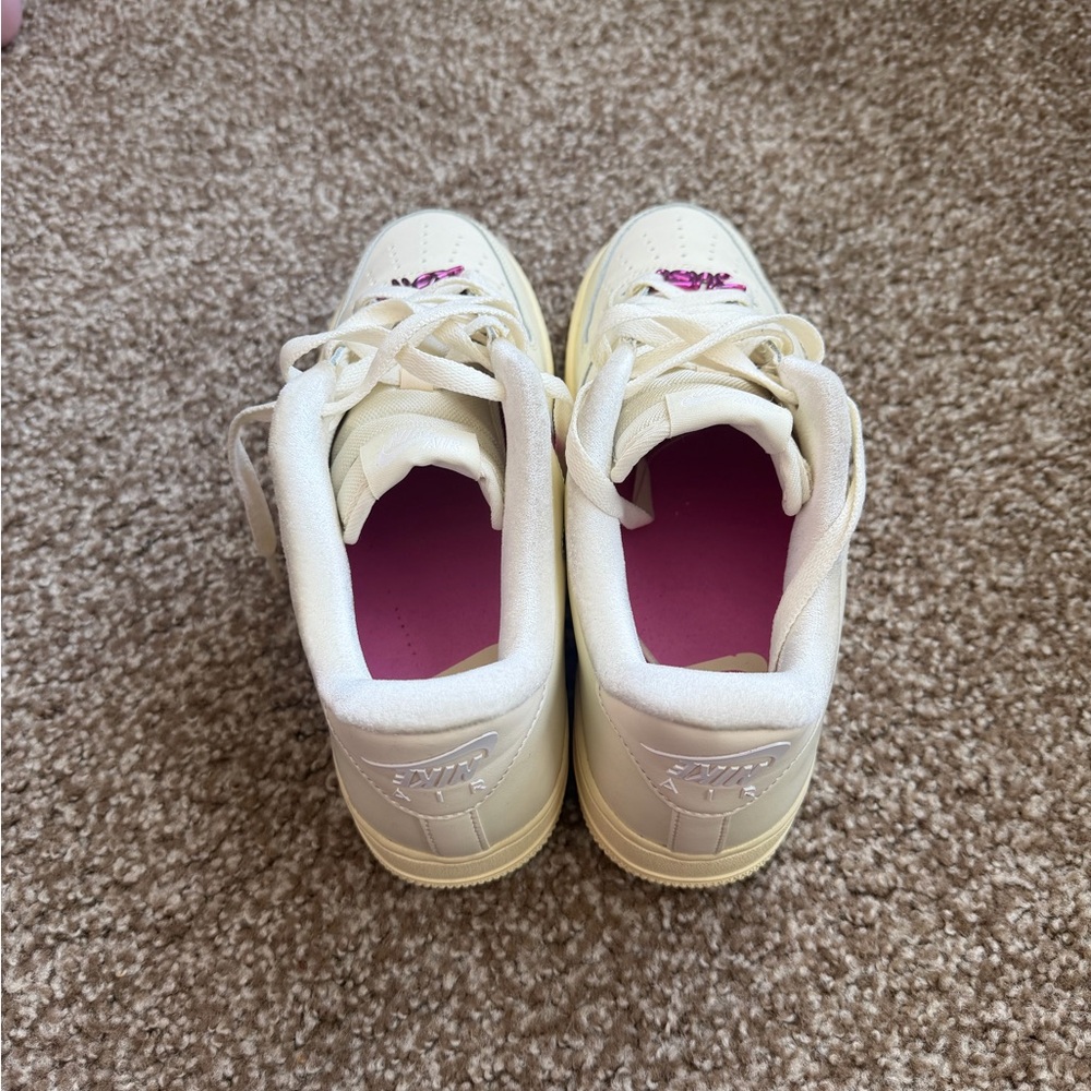 Nike Women’s Low-Top Sneakers — White with Pink Swoosh - Picture 4 of 5
